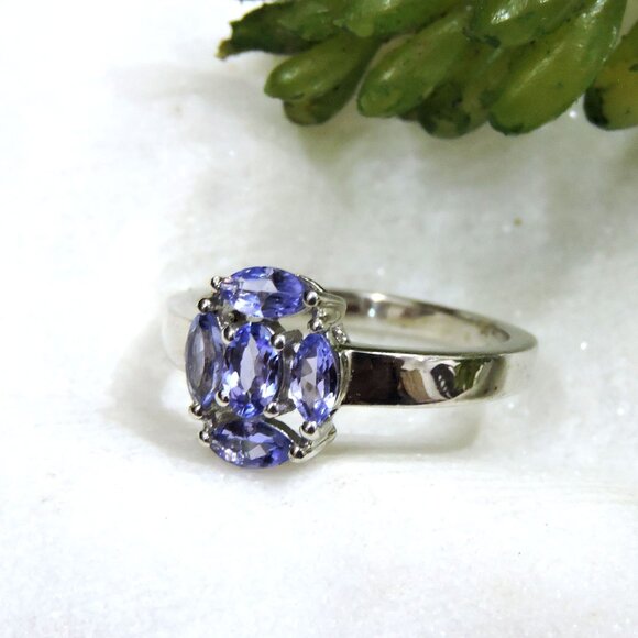 Natural Tanzanite Gemstone Sterling Silver Ring, Unique December Birthstone - Picture 3 of 8